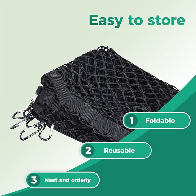 Stretchable Cargo Net(4'x4' Stretches to 7'x7') - Adjustable Elastic Trunk & Truck Bed Storage Organizer with Hook, Ideal for Securing Daily Light Loads