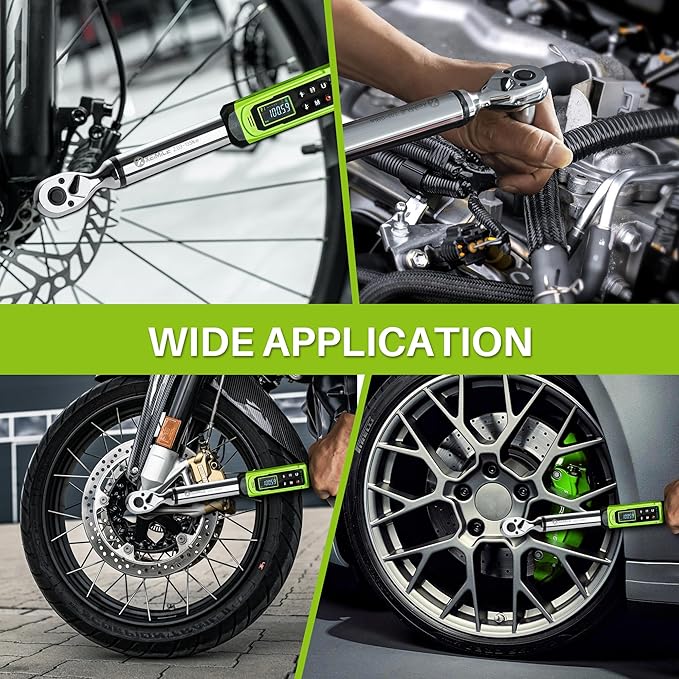 Digital Torque Wrench 3/8"Drive-1.5-99.6Ft.Lb/2.03-135N.m, Electric Torque Wrench With Dual Direction Vibration Buzzer LED Indicator,±2% Accuracy Five Units for Bike Motorcycle Car Auto Repair