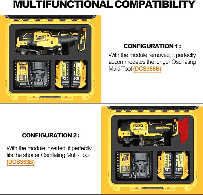 Case for Dewalt Oscillating Multi Tool – Fits DCS356B DCS354B DCS353B, Heavy-Duty Protective Tool Box for 20V Max Multi-Tool, Battery & Charger, Waterproof Hard Storage Case (Case Only)