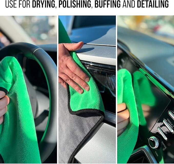 Extra Large Car Drying Towel - 800 GSM Premium Microfiber Drying Towels for Cars - Car Drying Towels Extra Large Super Absorbent, Professional XL Car Towel for Any Vehicle - 40x24, Green
