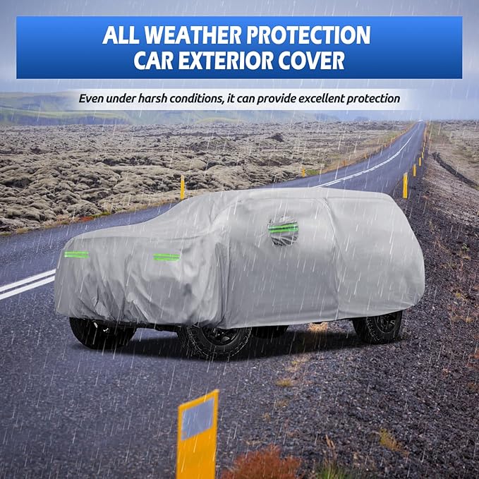 Car Cover Custom Fit for Toyota 4runner 2002-2026, Migaven Waterproof Full Exterior Cover Sun Rain Protection with Door Zipper and Cotton Lining, Silver