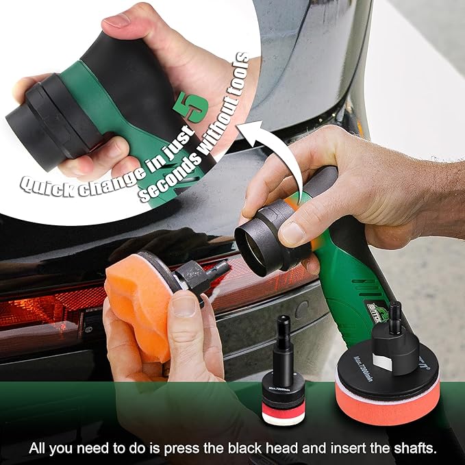 BATOCA S5 Cordless Car Buffer Polisher Kit 1 Inch 3 Inch Dual Action & Rotary Polishing Machine for Car Detailing,2x 2.0Ah Batteries,6 Variable Speeds 2000-5500RPM,Orbital Polisher for Car Boat Polish