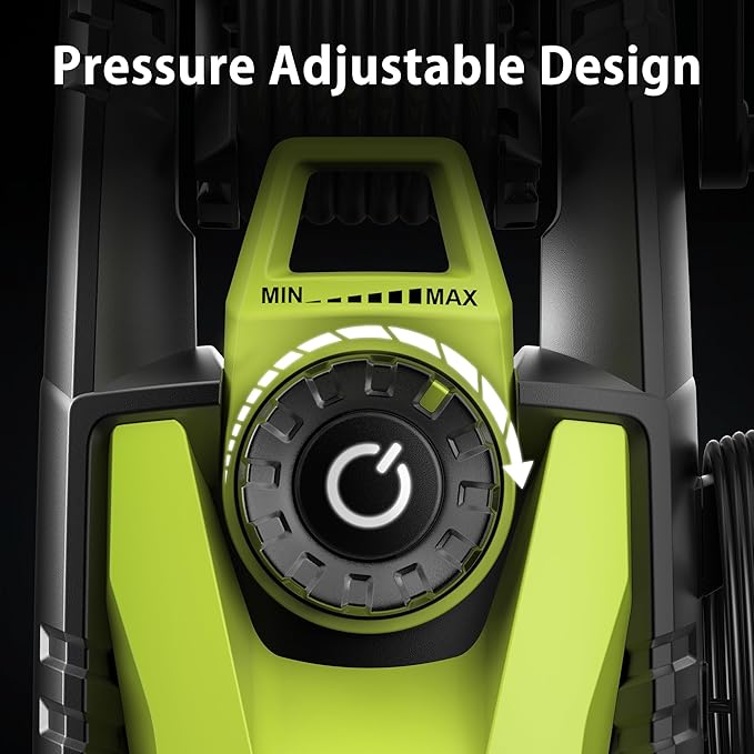 Adjustable 5000 Max PSI Pressure Washer, 2 Max GPM Power Washer with 33 FT Hose Reel, Steel Wand, 500ml Foam Cannon, 4-Nozzle Set, Electric Pressure Washer for Cars, Fences, Patios