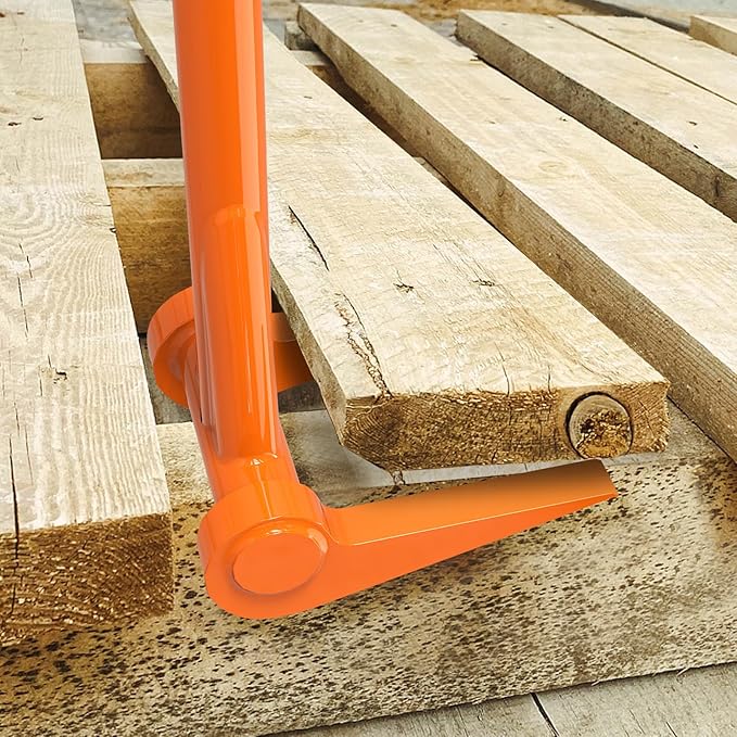 Pallet Buster 48" Thick 3mm Handle Deck Board Removal Tool, Fully Welded Pallet Tool Deck Pry Bar, All Steel Deck Removal Tool with Non-Slip Grip, One Piece Handle