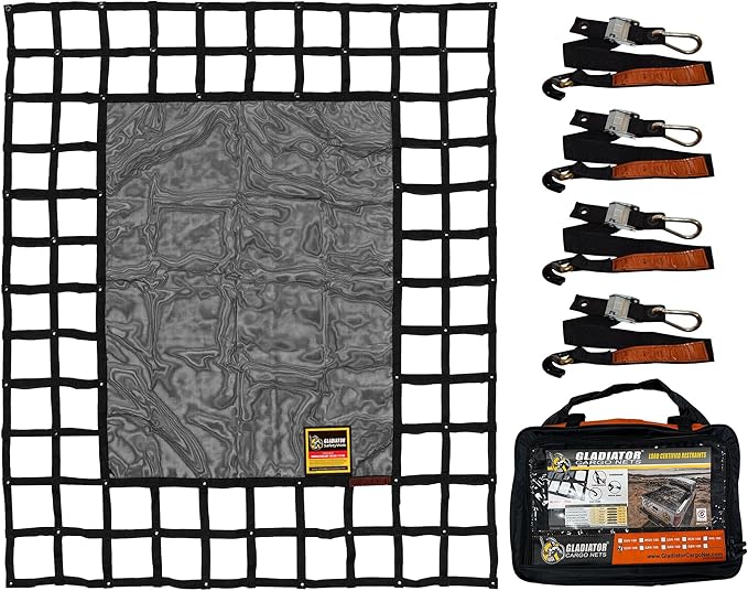 Gladiator Cargo Gear - SafetyWeb Cargo Net - Heavy Duty, Adjustable - Medium (MSW-100) 6.75' x 8'