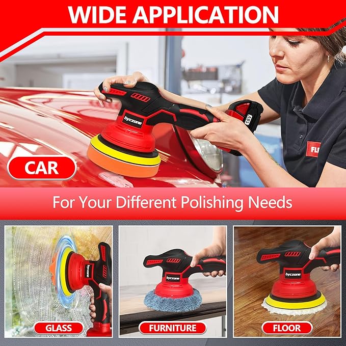 Cordless Car Buffer Polisher for Milwaukee 18V Battery, 6 Inch Portable Orbital Buffer Polisher Kit, 8 Variable Speed Car Polisher for Car Detailing/Polishing/Waxing (Battery Not Include)
