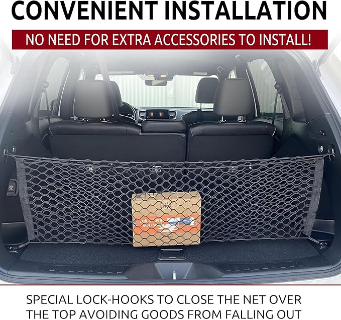 Envelope Style Automotive Elastic Trunk Mesh Cargo Net for Honda Passport EX L Elite 2019-2022- Premium Trunk Organizers and Storage - Luggage Net for SUV - Best Car Organizer Honda Passport