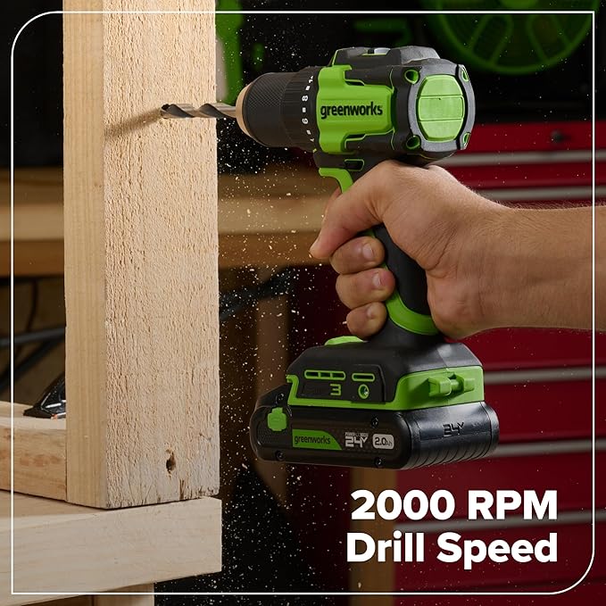 Greenworks 24V Brushless 10PC TOOL, Drill+Impact Driver+Circular Saw+Recip Saw+Jig Saw+Sander+Light+Multi-Tool+Nailer+Grinder (2) 4.0Ah+2.0Ah Batteries (24,000mAh PB) USB-C Charger, High Efficiency