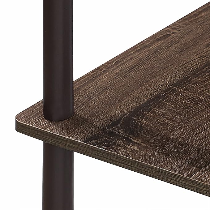 Furinno TURN-N-TUBE Storage Shelves, 4-Tier Ladder Book Shelf, Corner Shelf, Toolless Open Shelves, for Organization and Storage, Living Room, Garage, Home Office, Walnut
