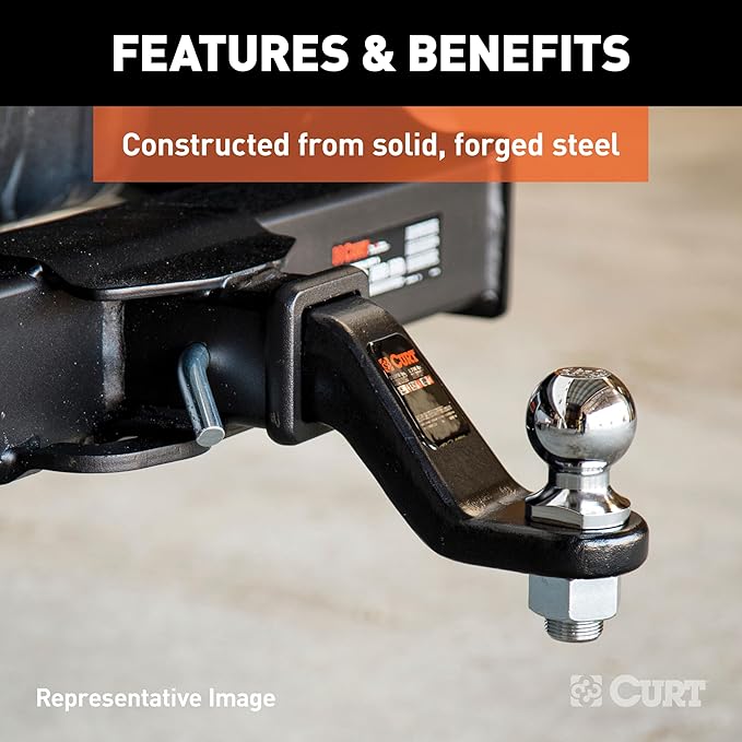 CURT 45331 Trailer Hitch Mount with 2-5/16-Inch Ball, Fits 2-Inch Receiver, 17,000 lbs, 2-in Drop | Hitch Pin Sold Separately