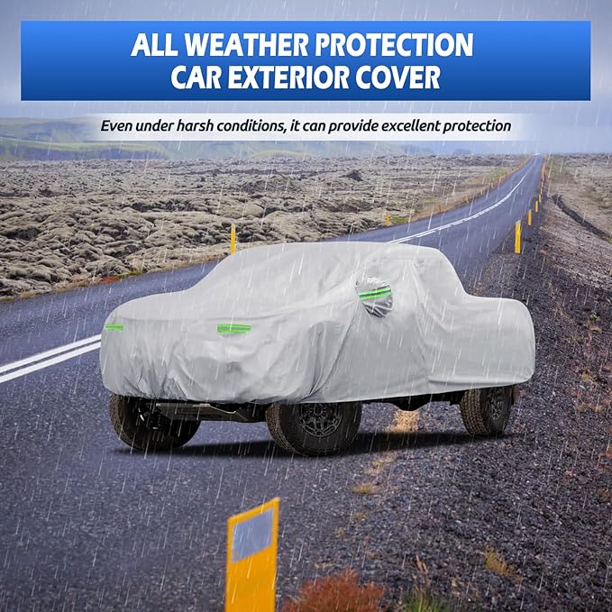 Car Cover Custom Fit for Toyota Tacoma 2005-2026, Migaven Waterproof Full Exterior Cover Sun Rain Protection with Door Zipper and Cotton Lining