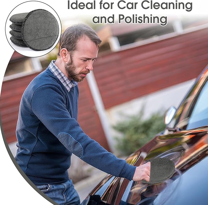 10 Pack Wax Applicator Pads, Microfiber Applicator Pad with Finger Pocket, Foam Car Wax Applicator Pad for Car Cleaning and Polishing (Gray)