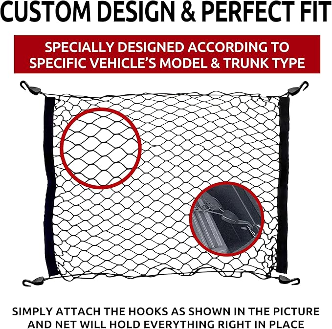 Floor Style Trunk Mesh Cargo Net for Volvo XC90 2015-2026 - Car Accessories - Premium Trunk Organizer and Storage - Cargo Net for SUV- Vehicle Carrier Organizer for Volvo XC 90