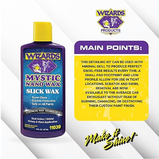 Wizards Mystic Nano Car Wax Polish - Protects and Provides Extreme Gloss and Slickness - Safe For All Paint and Clear Types Car Polishing Compound - For Both Machine and Hand Use - 8 oz