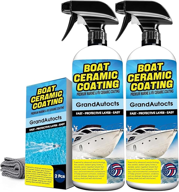 Marine Ceramic Coating For Boats - Rv Wax With Uv Protection For Fiberglass | Uv Damage Protection & Surface Enhancement | Boat Spray Wax， Boat Cleaner, Boat Accessories (2Pcs)
