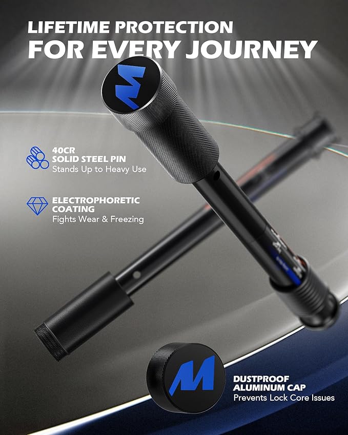 Orion Motor Tech Locking Hitch Pin, Fits 2" 2.5" 3" Receiver with 5/8" Diameter Hitch Lock, Anti-Theft Steel Hitch Pin Lock with Key for Class V IV III, Anti-Rattle Trailer Hitch Pin with O-Rings