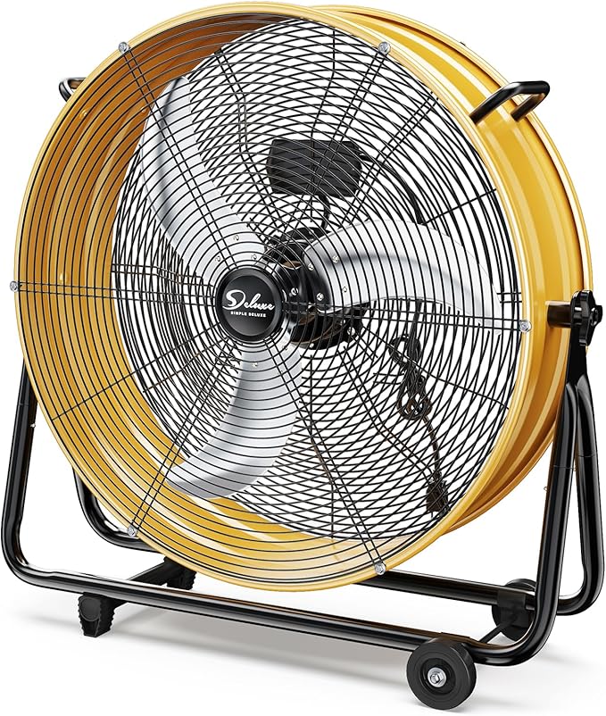 24 Inch Heavy Duty Metal Industrial Drum Fan, 3 Speed Air Circulation for Warehouse, Greenhouse, Workshop, Patio, Factory and Basement