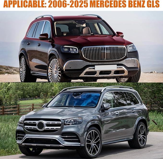 Waterproof Car Covers Replace for 2006-2025 Mercedes Benz GL/GLS Class 450, 450d, 6 Layers Silver All Weather Car Cover with Zipper Door & Windproof Bands for Snow Rain Dust Hail Protection