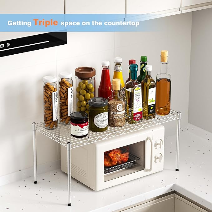 1-Tier Wire Shelf Rack,30" Wx14 Dx17 H,Single Metal Shelves Rack,Height Adjustable Metal Wire Shelving Unit and Storage for Kitchen,Cabinet,Countertop,Under-Sink,Closet,Pantry,Studio