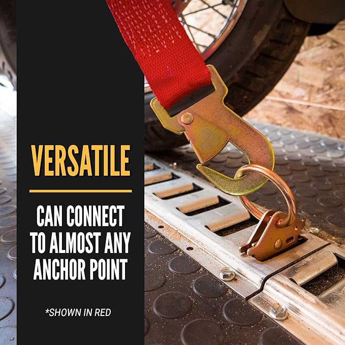 US Cargo Control Ratchet Straps with Snap Hooks, 2 Inch x 8 Foot (2-Pack), 6,000 LBS Break Strength, Car Tie Down Straps for Trailers, Yellow 2 Inch Ratchet Straps with Locking Hooks