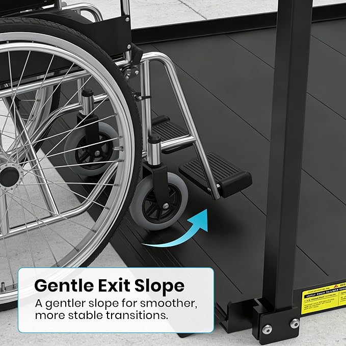 3FT Wheelchair Ramp with Handrails, Heavy Duty 800 lbs Capacity, Aluminum Threshold Ramp for Home Steps, Doorways & Curbs - Semi-Permanent Non-Slip Access for Wheelchairs, Scooters, Seniors & Disabled