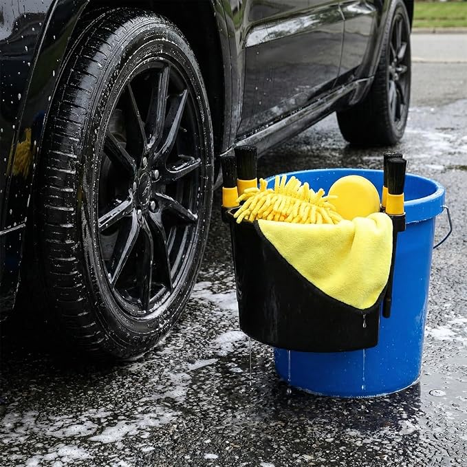 4 Pieces Detailing Bucket Organizer, Portable Bucket Tool Caddy with Drainage Holes, Multipurpose Auto Wash Tool Hanger Cleaning Accessory for Home, Garden, Ice Fishing, Universal Fit