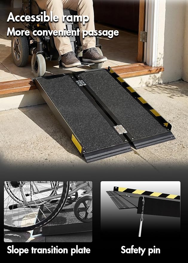 Portable Wheelchair ramp 3FT,Non-Slip Aluminum Threshold ramps for Home Steps,Folding Handicap ramp,doorways,Stairs,Scooter,Weight Capacity 800LBS (3FT(Usable Height 3-9 inch))