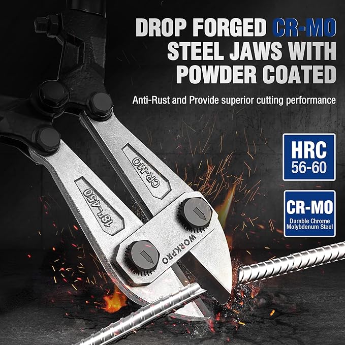 WORKPRO W017007A Bolt Cutter, Bi-Material Handle with Soft Rubber Grip, 30" & Spec Ops SPEC-D30PRY Tools 30" Wrecking Crowbar, Pry Bar Ends with Teardrop Nail Puller, High-Carbon Steel