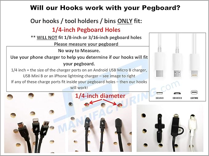 JSP Manufacturing Peg Board Plastic J Hook Style Hooks | Garage Tool Storage Craft Hooks Pegboard Asscessories (200, Black)