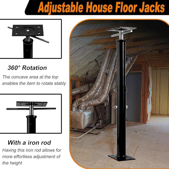House Floor Jacks, 19"-38" Heavy Duty Screw House Jack, Basement Floor Jacks Post Pole House Jacks for Lifting & Leveling, Telescoping Support Jacks for Beam Repair and Crawl Space Shoring