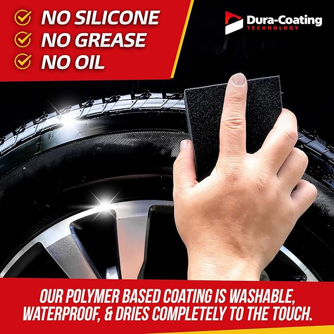 DURA-COATING TECHNOLOGY, Dressing Total Tire Kit, Single Car Kit - All Inclusive Tire Shine, and Cleaner Kit for a Lasting Shine and Brilliant Finish - 16 Ounce Tire Cleaning Spray - Made in The USA