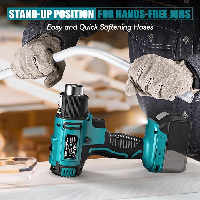 LIVOWALNY Cordless Heat Gun Compatible with Makita 18V Battery: LCD Digital Display - 350W 122℉-1022℉ Adjustable Portable Battery Powered Hot Air Gun for Shrink Tubing Crafts Vinyl Wrap (No Battery)