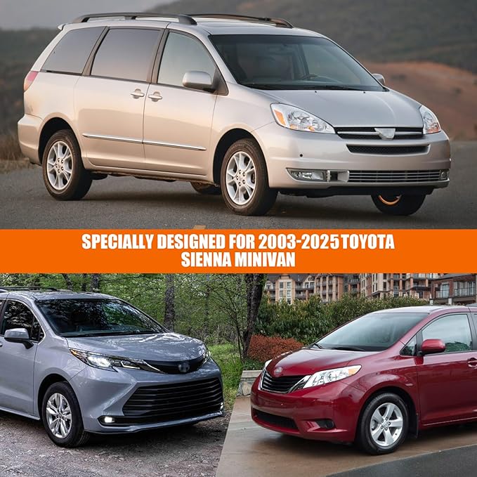Waterproof Car Cover Replace for 2003-2025 Toyota Sienna Minivan, 6 Layers All Weather Car Covers with Zipper Door & Windproof Bands for Snow Rain Dust Hail Protection (Sienna)