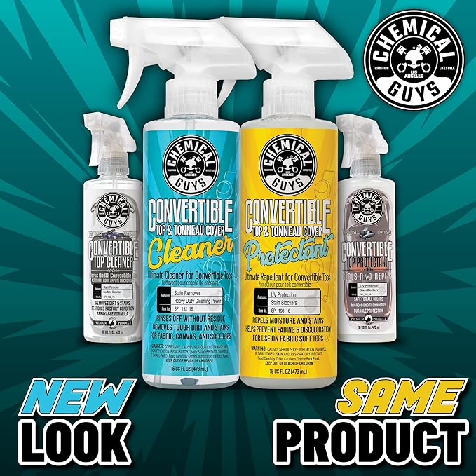 Chemical Guys Convertible Top Cleaner and Protectant Kit - Car Cleaning Spray, Safely Cleans, Restores, & Protects Fabric, Canvas, and Vinyl Convertible Tops, Repels Stains & Dirt, 16 oz, 2 Items