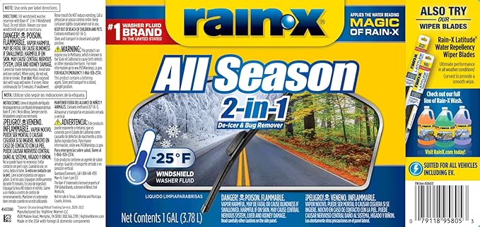 Rain-X All Season -25°F 2-in-1 De-Icer & Bug Remover Windshield Washer Fluid - 1 Gallon
