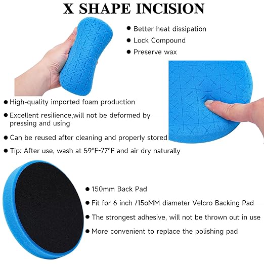 10pcs Polishing Buffing Pads for Drill - 6 Inches Car Polishing kit, Car Foam Buffing Sponge Pads Kit with M14 Drill Adapter,Polishing Pad Kit for Car Buffer Polisher, Polishing and Waxing
