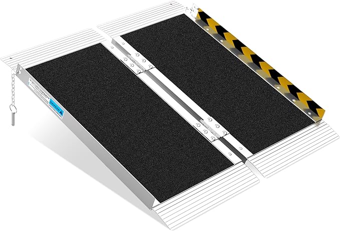 2FT Portable Wheelchair Ramp, Aluminum Wheelchair Ramps with Handle, Anti-Slip Folding Wheel Chair Ramp for Home Steps, Stairs, Entry, Threshold, Doorways, Scooter, 600LBS Capacity