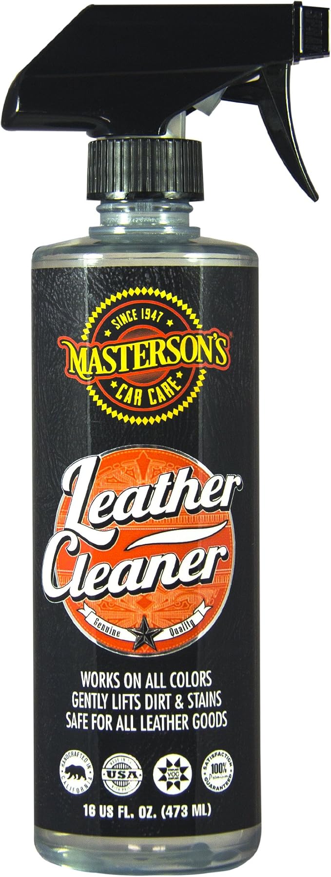 MASTERSON'S CAR CARE MCC_115_16 Leather Cleaner Sprayable Colorless - Works On All Leather Interiors, Seats, Bags, Boots, Apparel, Shoes - Safe PH Balanced Formula (16 oz)