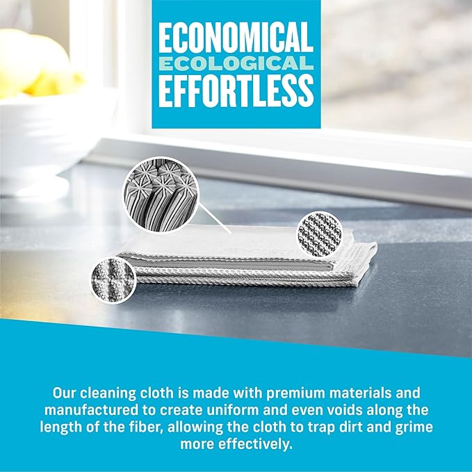 E-Cloth Microfiber Window Cleaning Cloth Kit - Glass Cleaning Cloth for Windows, Mirrors, Cars, Lenses, Eyeglasses, & More, Streak Free Clean, Machine Washable Reusable Towel - Recycled (2 Kits)