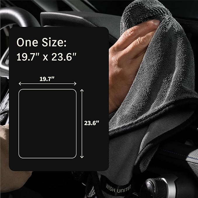 Twist Pile Car Drying Detailing Soft Microfiber Towel 620GSM (1-Pack, 23.6" x 19.7")