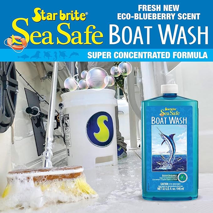 STAR BRITE Sea Safe Boat Wash – Super Concentrated Formula – Gently Removes Dirt, Grime, and Salt Without Stripping Wax or Polish – Designed for Use on All Boat Surfaces