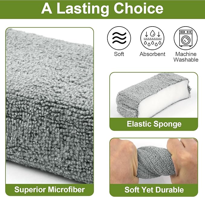 16 PCS Microfiber Applicator Pad, 4.7"x3.1" Scratch-Free Foam Buffing Scrub Pads, Car Wash Sponges for Effortless Detail Polishing, Waxing, Tire Shining, Interior Cleaning, Scrubbing (Grey)