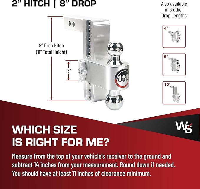 Weigh Safe CTB8-2-KA Drop Hitch Receiver: 2 Inches Adjustable