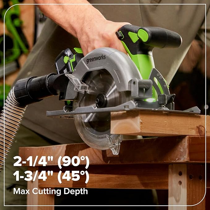 GREENWORKS 24V Combo (1/2” Drill + 1/4” Impact Driver + 6.5” Circular Saw + 200Lm Flashlight), 4.0Ah + 2.0Ah Batteries (24,000mAh PB), (2) Braided Cables, 65W Rapid Charger,High-Efficiency