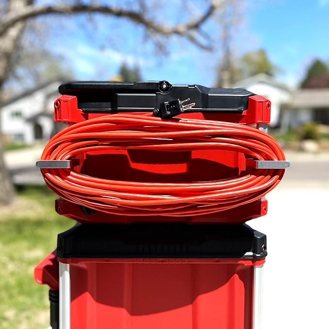 Packout Extension Cord Holder for Alpha Rail System Compatible with Milwaukee Packout Tool Box - Fits Packout Organizers - Perfect Packout Accessories Upgrade & Packout Mods Solution - Silver