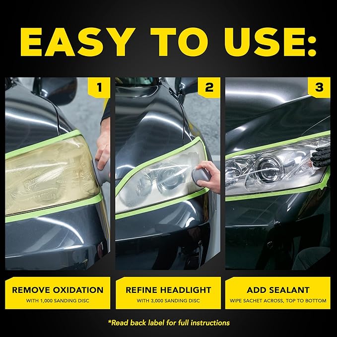 Meguiar's Ultimate Headlight Restoration Kit - The Perfect Headlight Repair Kit to Remove Yellowing and Cloudiness from Headlights - Easy to Use and Seals Headlights with 18 Plus Months of Protection