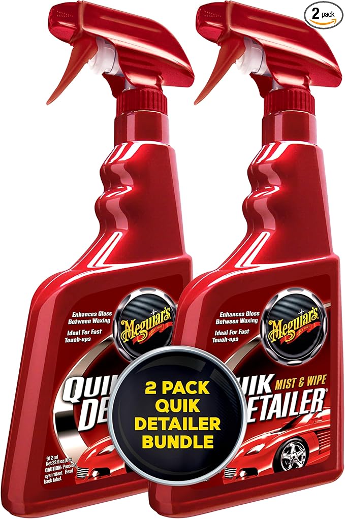 Meguiar's Quik Detailer, Mist & Wipe Car Detailing Spray, Clear Light Contaminants and Boost Shine with a Quick Detailer Spray that Keeps Paint and Wax Looking Like New, 32 oz. (Pack of 2)