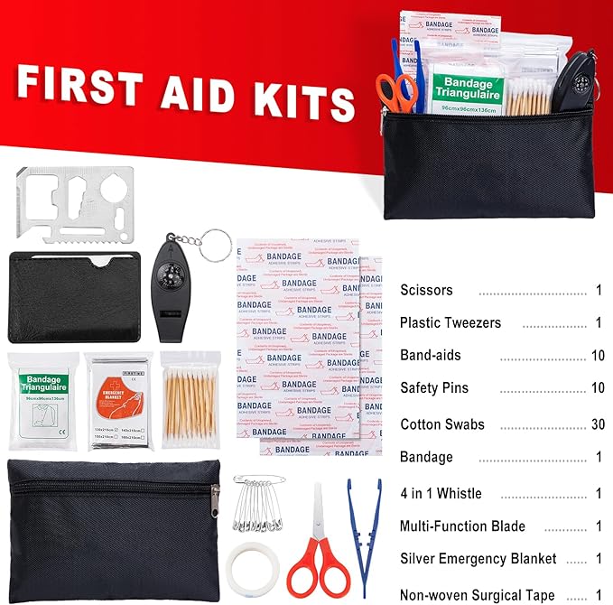 Car Roadside Emergency Kit - Car Emergency Kit with Jumper Cables, Tow Rope, Folding Shovel, Safety Hammer, Reflective Warning Triangle, Car Safety Kits for Men, Women, Teenagers