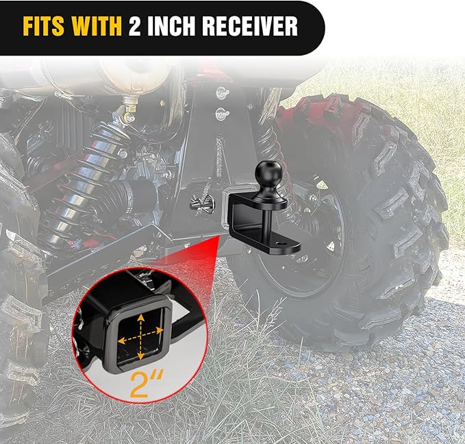 Nilight 3 in 1 ATV UTV Multi Hitch Mount with 1-7/8 inch Ball Hitch Rated 2000 LBS Fits 2 Inch Receiver Winch Strap Loop Rated 5000 LBS