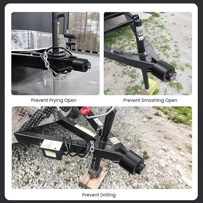 【2026 Upgraded】 Trailer Hitch Locks Fits 2 5/16" Coupler with Drainage Hole, Heavy Duty Anti-Theft Steel Trailer Coupler Lock, Trailer Lock for Trailer, RV, Boat, Pickup